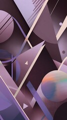 Abstract composition with geometric shapes and patterns.