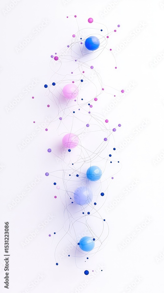 Poster abstract pastel network of floating dots on light background