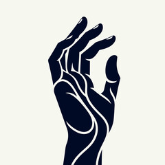 Palm Hand Silhouette Vector Icon Human Fingers Line Art Illustration