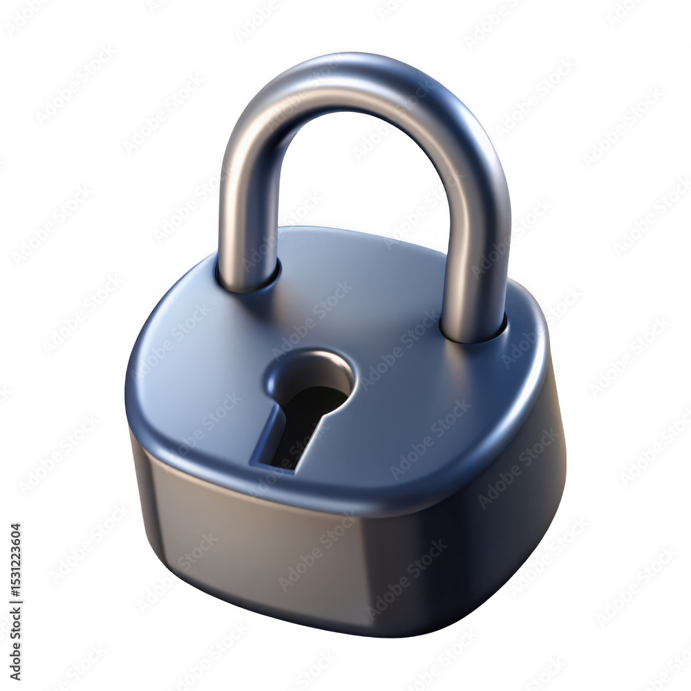 Poster 3d realistic padlock model isolated on transparent background