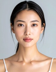 Clean Beauty Portrait on Light Background
