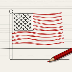 Hand-drawn American flag
