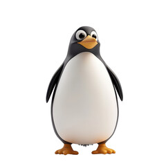 Obraz premium Cartoon penguin character standing upright with cheerful expression in a minimalist setting