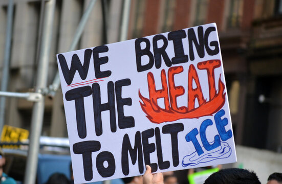 Anti-ICE protest in New York City. - Powered by Adobe