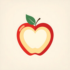 Fototapeta premium Funny silhouette apple with outline and leaf — Funny Flat Icons
