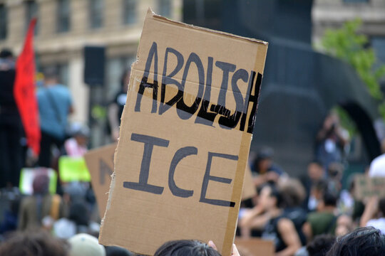 Anti-ICE protest in New York City. - Powered by Adobe