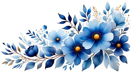 Blue and white flowers create a beautiful spring floral pattern background, perfect for a nature-inspired design