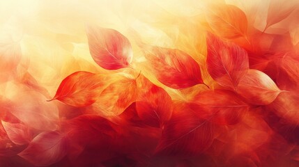 Autumnal leaves swirl in warm, glowing light, creating a vibrant and abstract fall scene.