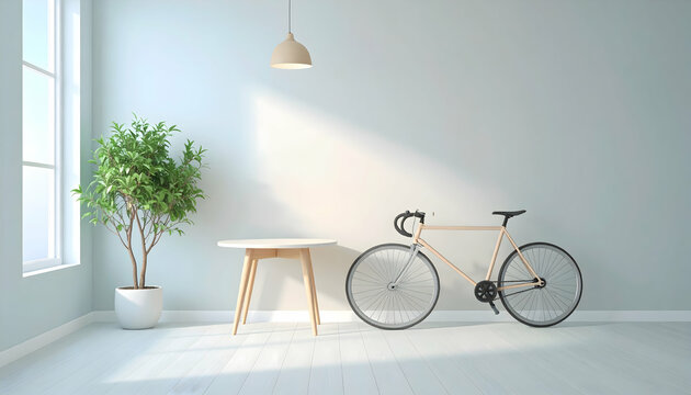 Minimalist Room Interior Design with Bicycle