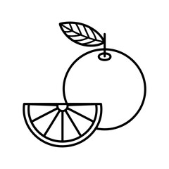 Line art illustration of an orange with a slice