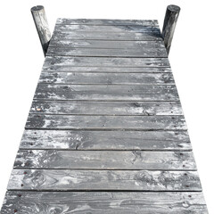Old wooden dock top view  isolated on transparent or white background 