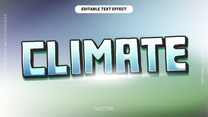 Cold Ice Blue Editable Text Effect with Glossy Shine for Environmental and Climate Themes