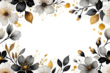 Abstract floral frame with colorful spring flowers and leaves, a beautiful vector illustration for cards or wedding designs