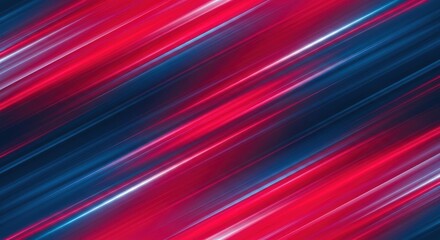 Abstract design featuring diagonal, vibrant red and blue lines.