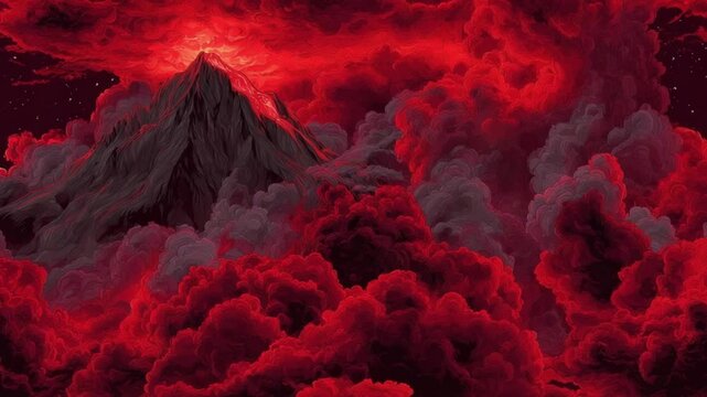 volcano sky for a skybox texture, red