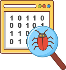 error bug detected in software code computer engineering vector illustration