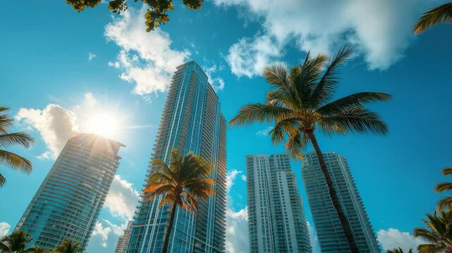 Palm trees and buildings in miami, florida