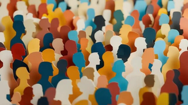 a paper cut of of a crowd of diverse people