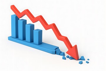 Decreasing Graph with Red Arrow Illustrating Financial Decline