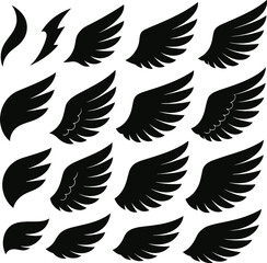 Seamless background pattern of flying bird and eagle wing silhouettes
