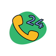 24 Hours Support Icon vector stock illustration