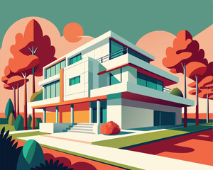 Modern House Exterior Design. A Dream Home in Autumn