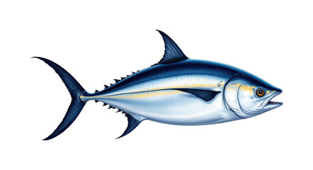 solo atlantic bluefin tuna head on a white background, in a detailed style, with intricate lines, minimal shadow, bright light, high resolution