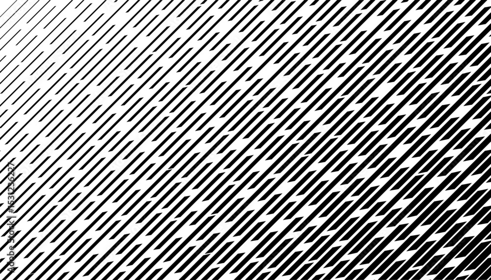 Poster black and white abstract diagonal lines pattern with transition effect for sporty background and jer
