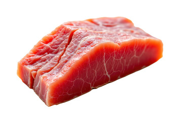 solo smoked atlantic bluefin tuna slice on a white background, in a detailed style, with intricate lines, minimal shadow, bright light, high resolution