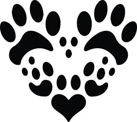 Fototapeta premium Heart-Shaped Paw Prints A Symbol of Animal Love and Compassion