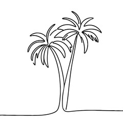 Obraz premium Two palm trees drawn in minimalist line art style 