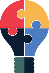 Puzzle Light Bulb Icon Symbolizing Creativity and Innovation