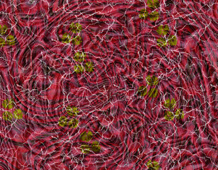 Abstract Red Swirl Pattern with Cracks and Yellow Accents