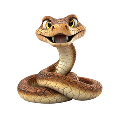 Fototapeta premium Cartoon character of a friendly snake with a playful expression and vibrant colors against a plain background