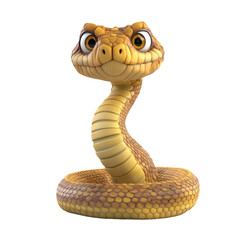 Fototapeta premium Cartoon snake character with big eyes and friendly expression standing upright in a playful pose