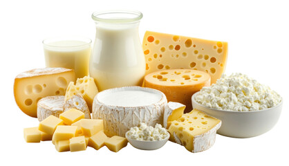 PNG Milk products cheese dairy assortment.
