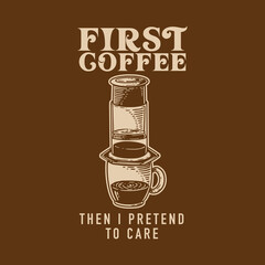 Hand drawn vintage coffee label illustration in retro style, perfect for cafe branding, packaging, or posters