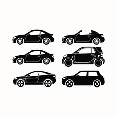 car silhouettes set  vector illustration isolated on white background