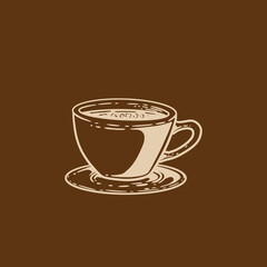 Hand drawn vintage coffee label illustration in retro style, perfect for cafe branding, packaging, or posters