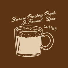 Hand drawn vintage coffee label illustration in retro style, perfect for cafe branding, packaging, or posters