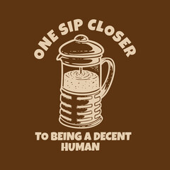 Hand drawn vintage coffee label illustration in retro style, perfect for cafe branding, packaging, or posters