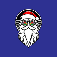 Groovy Santa Claus With Blue Background