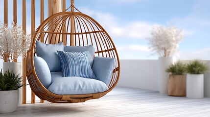 Cozy Wicker Swivel Chair with Cushions Ideal for Relaxing in Scenic Outdoor Spaces