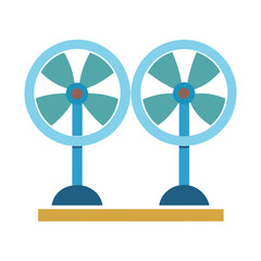 Two table fans in flat vector style illustration cooling equipment