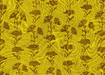Golden Floral Swirl Pattern, Yellow Textile Design