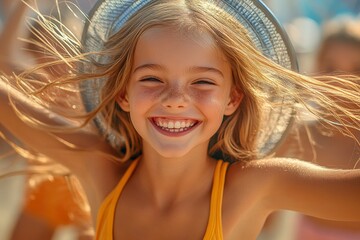 Chasing wind, childhood moments in motion. Generative AI