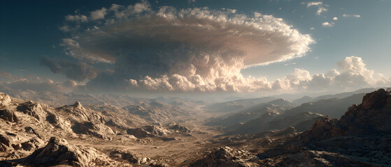 A large cloud of dust is in the sky