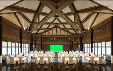 3d render meeting saloon, restaurant event place
