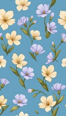 Pastel Floral Pattern Delicate Flowers Seamless Design for Textile, Wallpaper, and Fabric