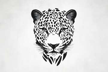 Tribal drawing of leopard, portrait, simple shapes